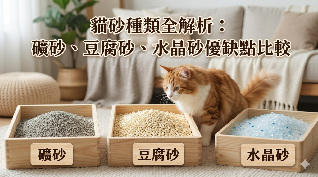 貓砂種類全解析：礦砂、豆腐砂、水晶砂優缺點比較